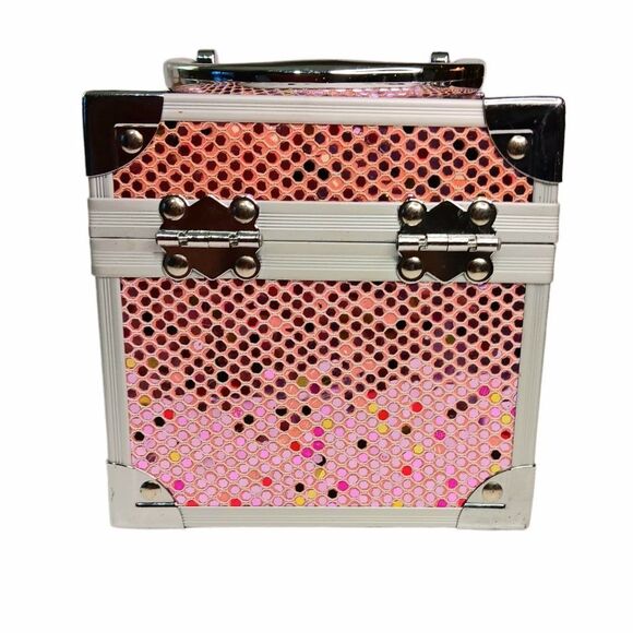 Caboodles Pink Sequin Mini Makeup Case Organizer 2012  Approximately 5" x 5" - Picture 7 of 11